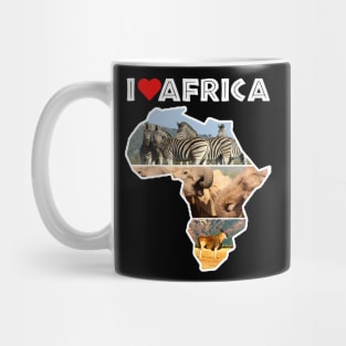 I Love Africa Wildlife Collage Map Mug